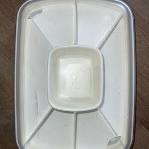 Pampered Chef Classic White Serving Dish 6 compartment Chillzaned